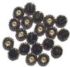 20 12x4mm Black with Gold Two Hole Sunflowers